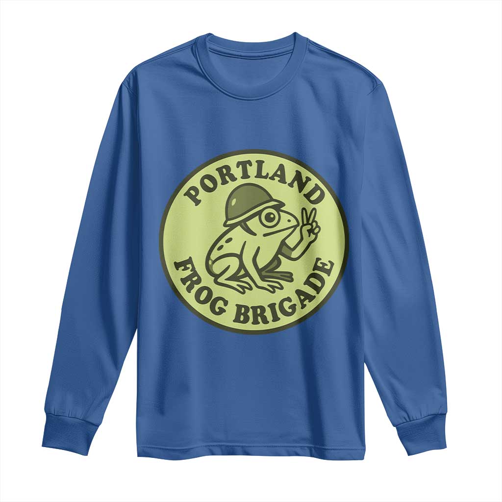 Portland Frog Brigade Long Sleeve Shirt Peace Frog Protest Badge - Wonder Print Shop
