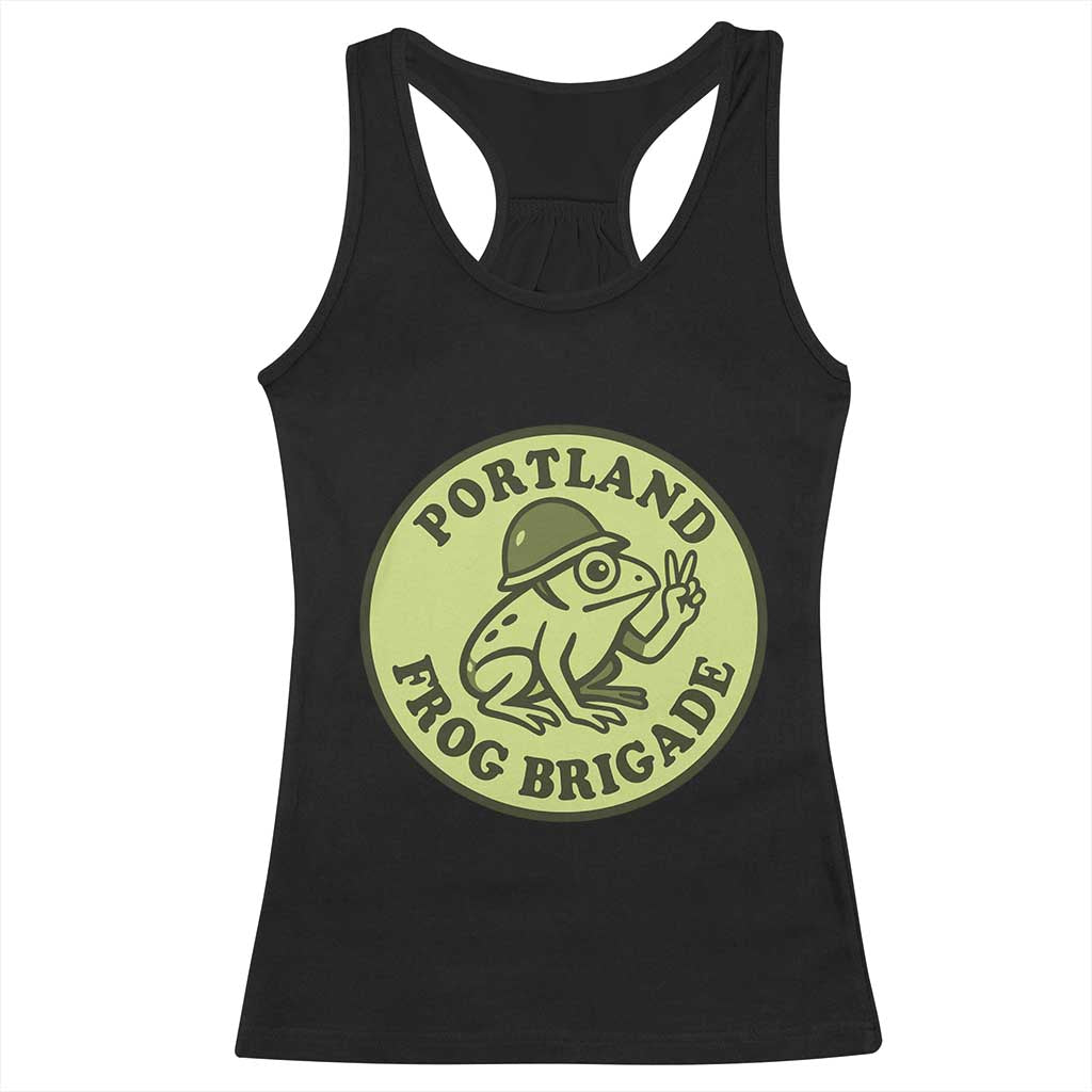 Portland Frog Brigade Racerback Tank Top Peace Frog Protest Badge - Wonder Print Shop