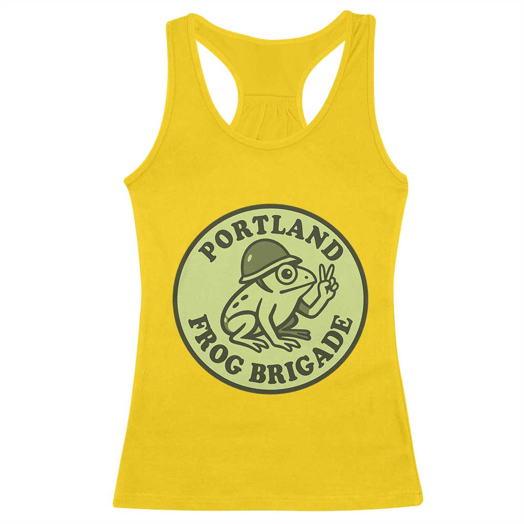 Portland Frog Brigade Racerback Tank Top Peace Frog Protest Badge - Wonder Print Shop