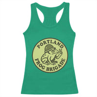 Portland Frog Brigade Racerback Tank Top Peace Frog Protest Badge - Wonder Print Shop