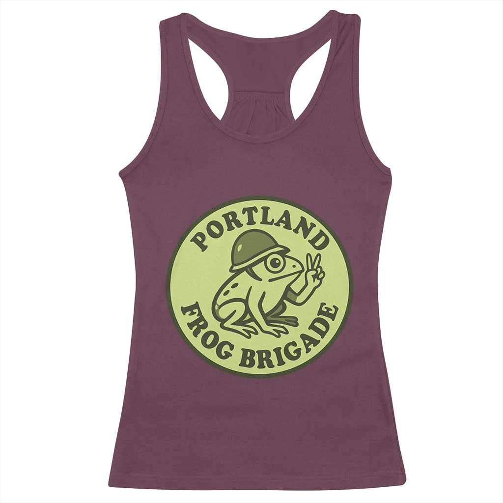 Portland Frog Brigade Racerback Tank Top Peace Frog Protest Badge - Wonder Print Shop