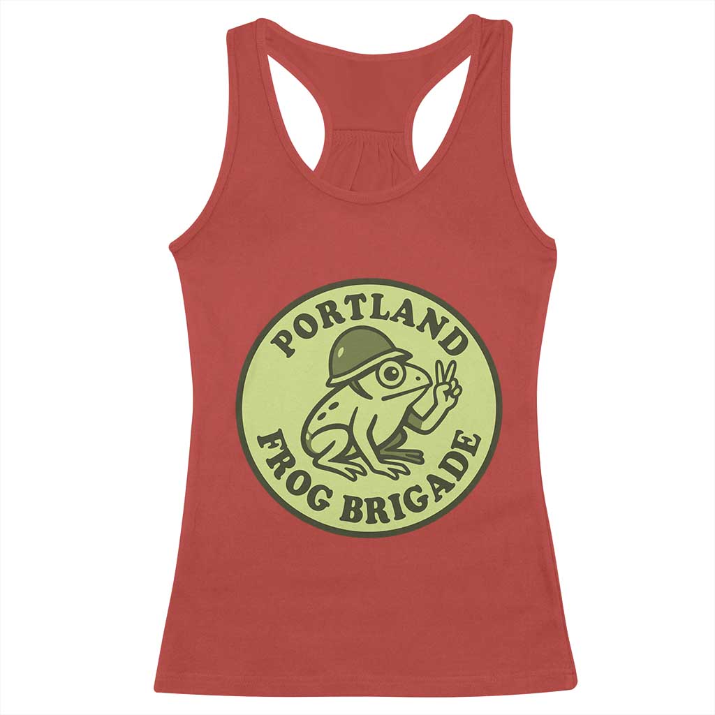 Portland Frog Brigade Racerback Tank Top Peace Frog Protest Badge - Wonder Print Shop