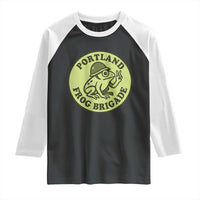 Portland Frog Brigade Raglan Shirt Peace Frog Protest Badge - Wonder Print Shop