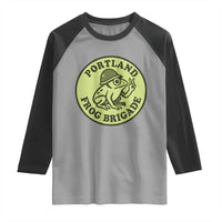 Portland Frog Brigade Raglan Shirt Peace Frog Protest Badge - Wonder Print Shop