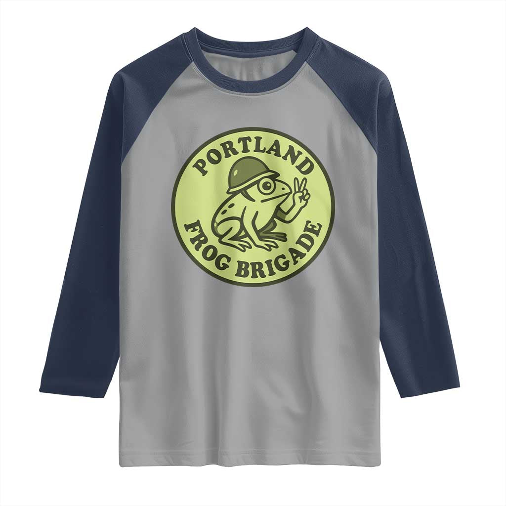 Portland Frog Brigade Raglan Shirt Peace Frog Protest Badge - Wonder Print Shop