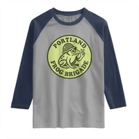 Portland Frog Brigade Raglan Shirt Peace Frog Protest Badge - Wonder Print Shop