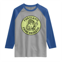 Portland Frog Brigade Raglan Shirt Peace Frog Protest Badge - Wonder Print Shop