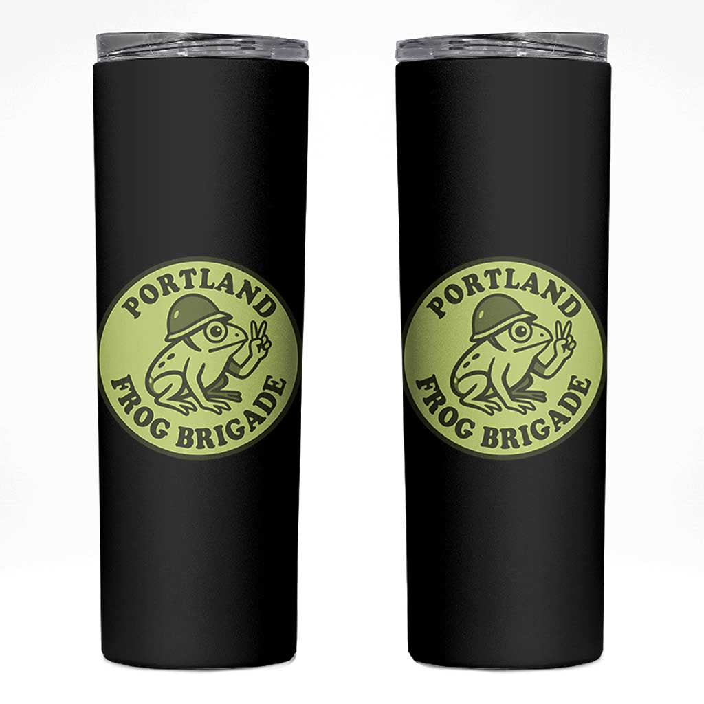 Portland Frog Brigade Skinny Tumbler Peace Frog Protest Badge - Wonder Print Shop