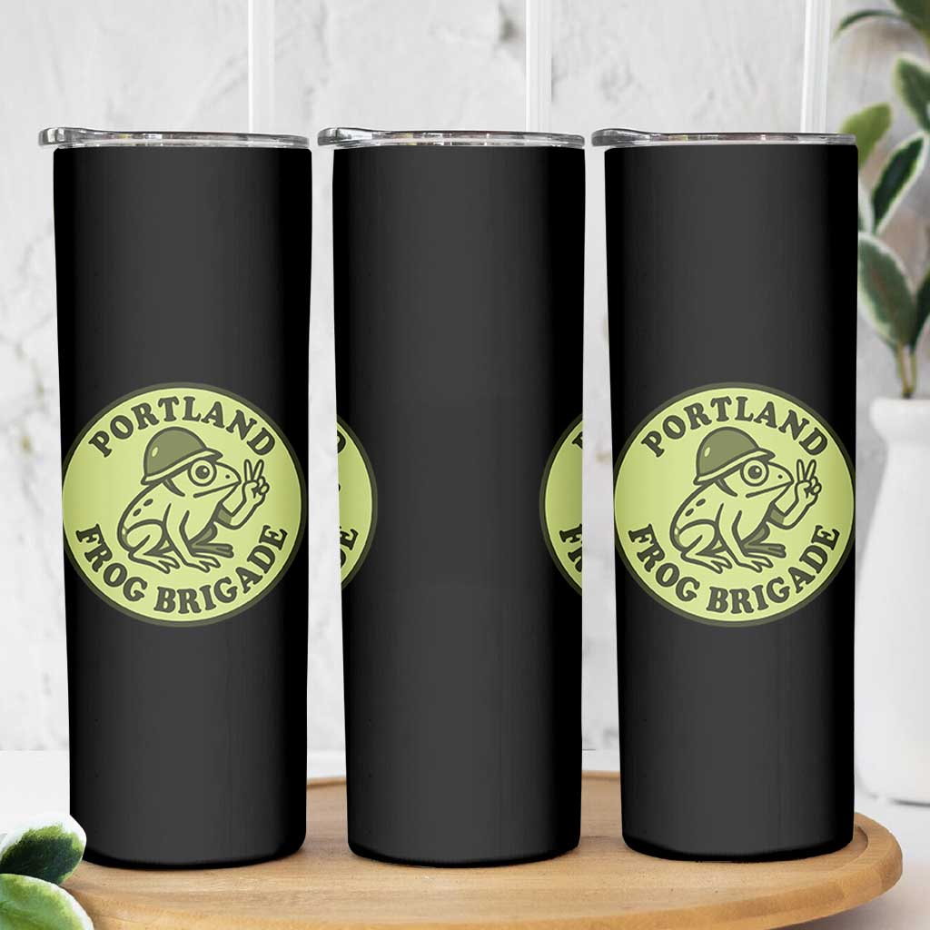 Portland Frog Brigade Skinny Tumbler Peace Frog Protest Badge - Wonder Print Shop