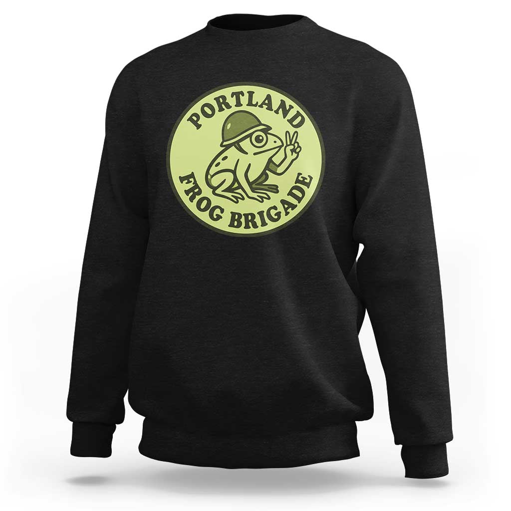 Portland Frog Brigade Sweatshirt Peace Frog Protest Badge - Wonder Print Shop