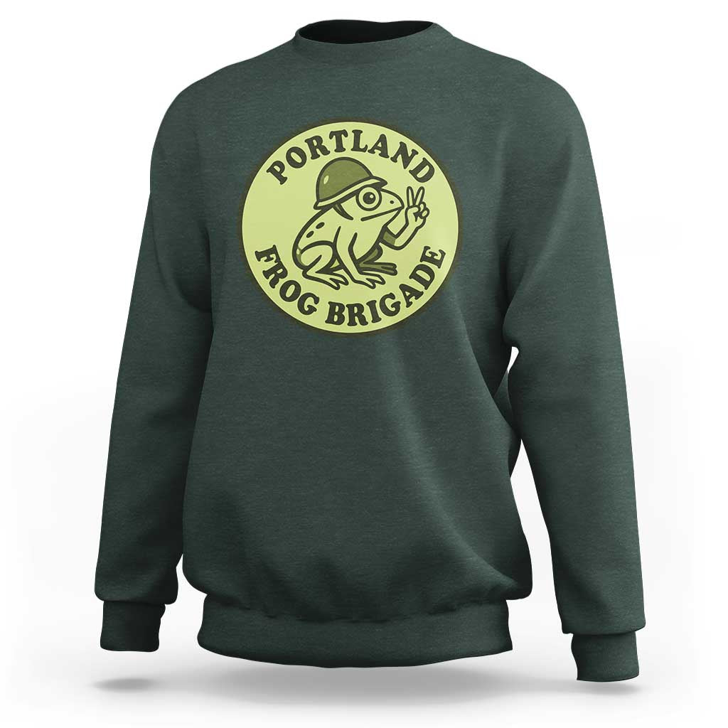 Portland Frog Brigade Sweatshirt Peace Frog Protest Badge - Wonder Print Shop