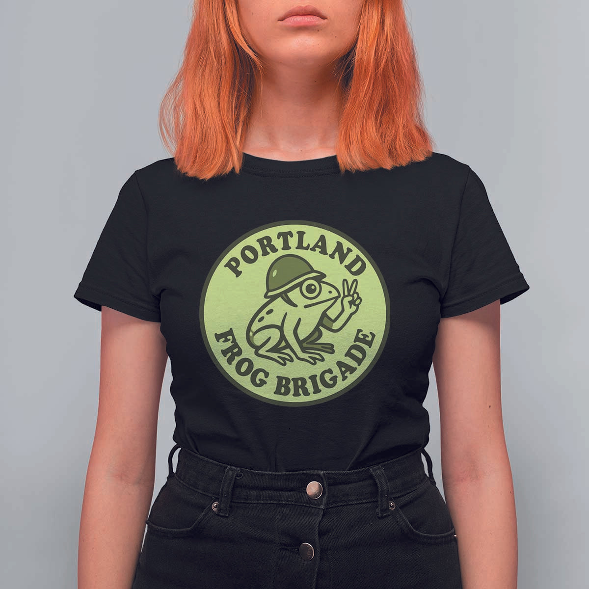 Portland Frog Brigade T Shirt For Women Peace Frog Protest Badge - Wonder Print Shop