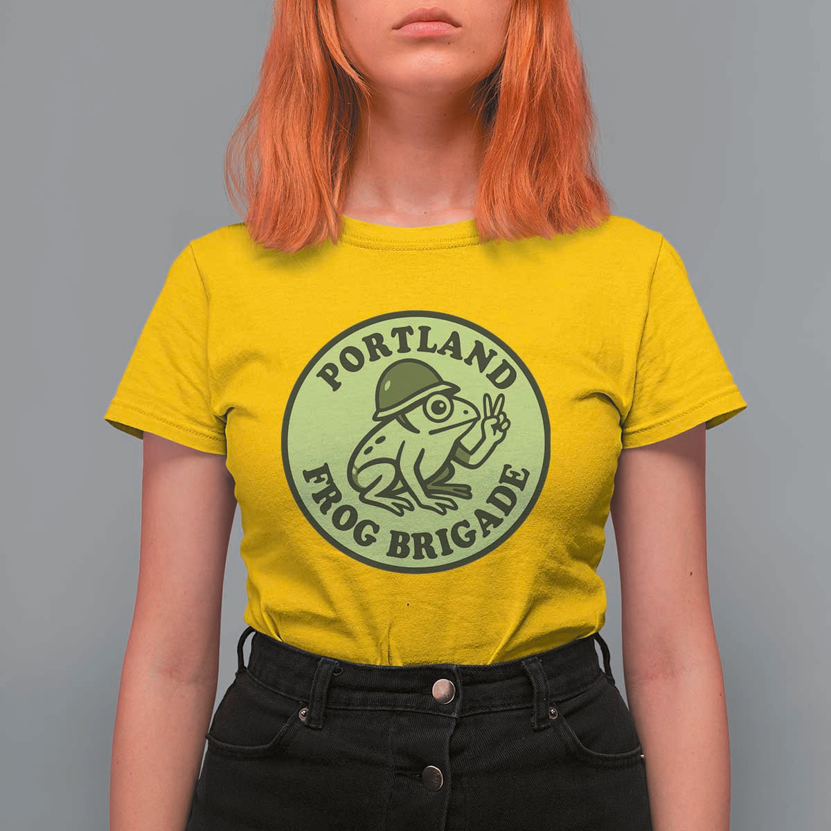 Portland Frog Brigade T Shirt For Women Peace Frog Protest Badge - Wonder Print Shop