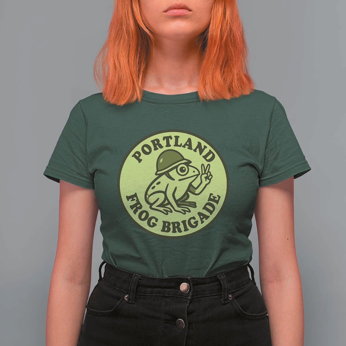 Portland Frog Brigade T Shirt For Women Peace Frog Protest Badge - Wonder Print Shop