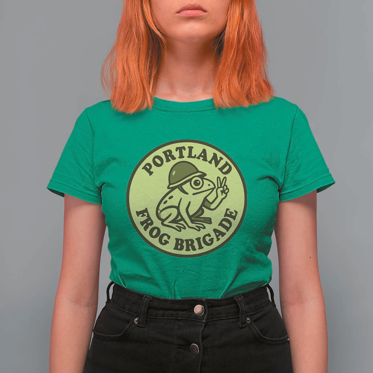 Portland Frog Brigade T Shirt For Women Peace Frog Protest Badge - Wonder Print Shop