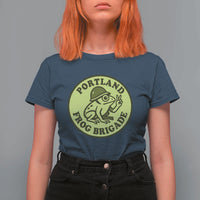 Portland Frog Brigade T Shirt For Women Peace Frog Protest Badge - Wonder Print Shop