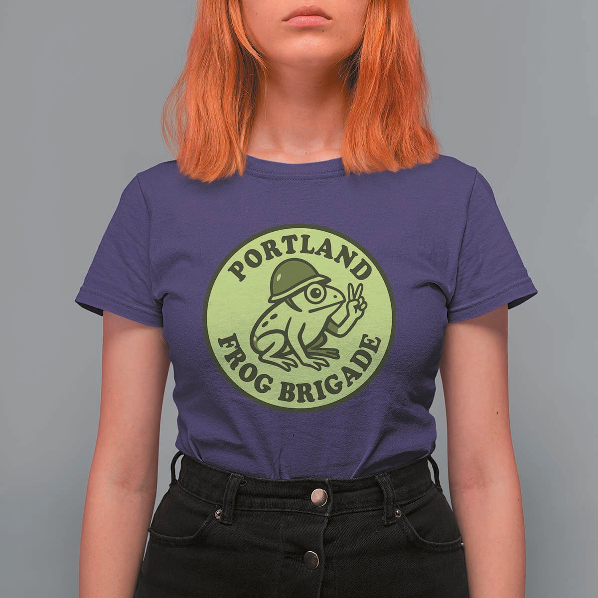 Portland Frog Brigade T Shirt For Women Peace Frog Protest Badge - Wonder Print Shop