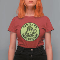 Portland Frog Brigade T Shirt For Women Peace Frog Protest Badge - Wonder Print Shop