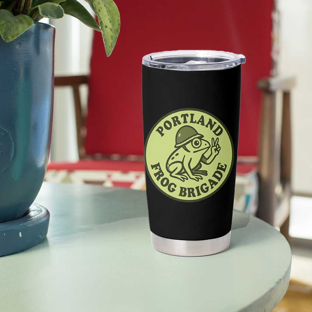Portland Frog Brigade Tumbler Cup Peace Frog Protest Badge - Wonder Print Shop