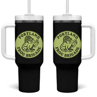 Portland Frog Brigade Tumbler With Handle Peace Frog Protest Badge - Wonder Print Shop