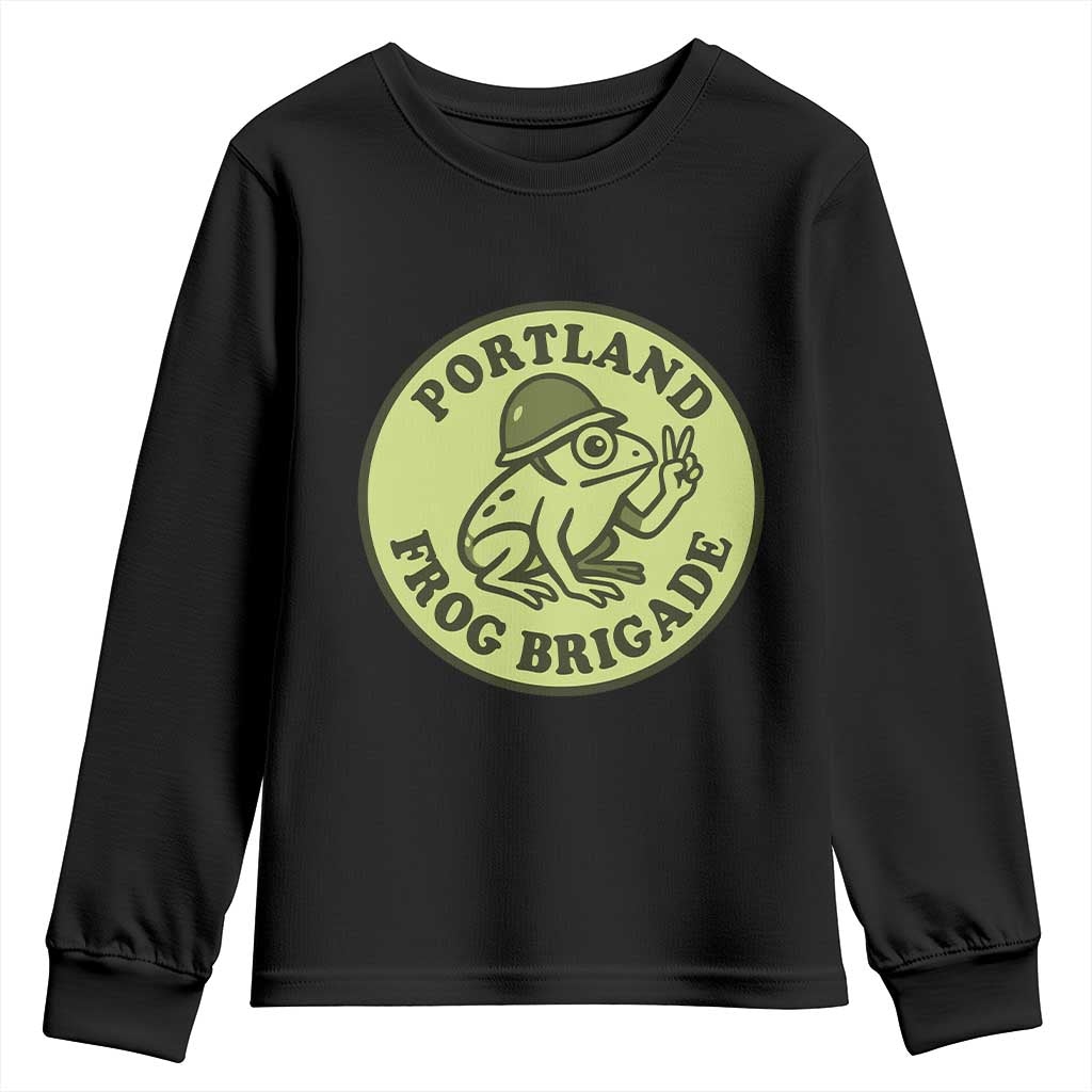Portland Frog Brigade Youth Sweatshirt Peace Frog Protest Badge - Wonder Print Shop