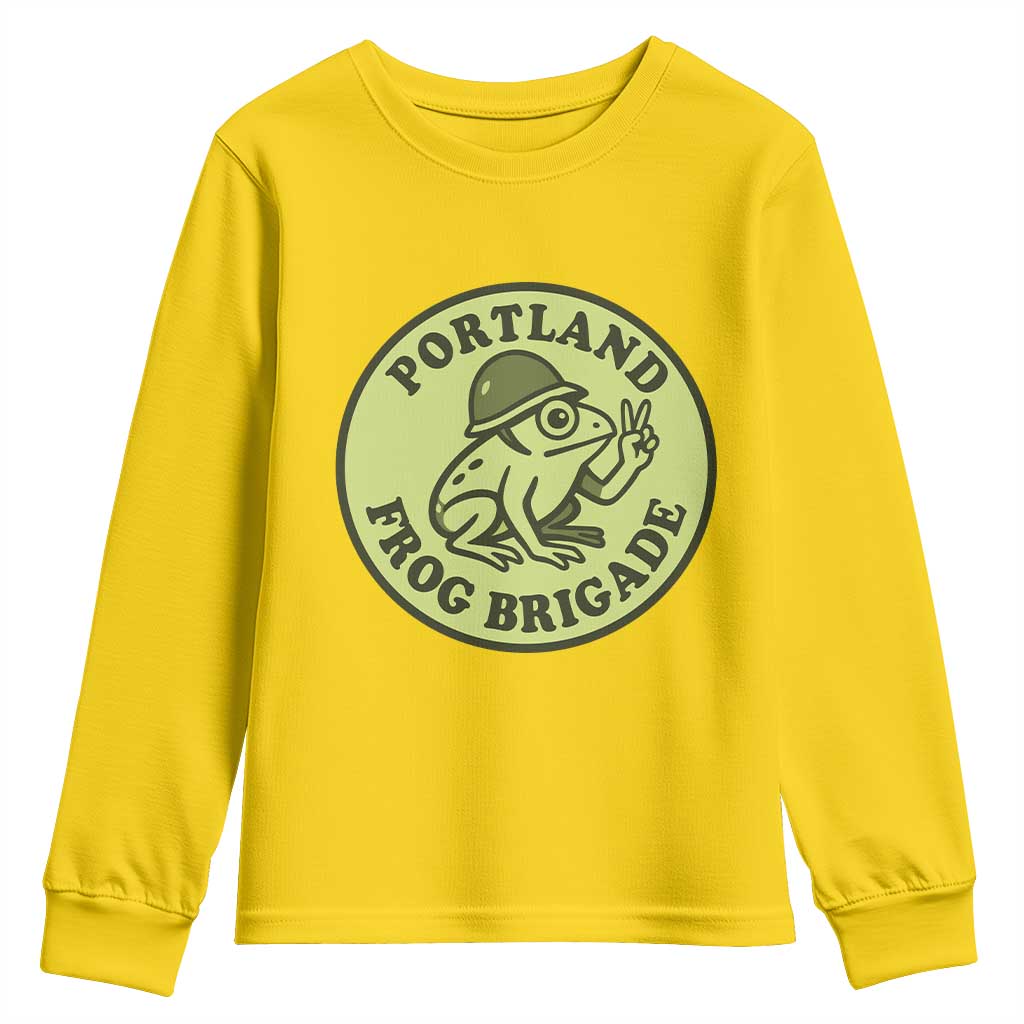 Portland Frog Brigade Youth Sweatshirt Peace Frog Protest Badge - Wonder Print Shop