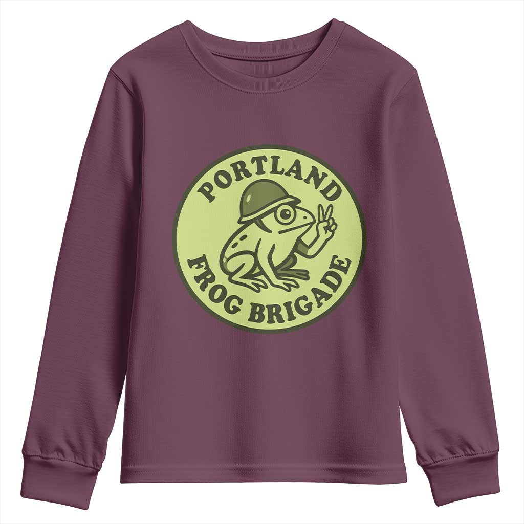 Portland Frog Brigade Youth Sweatshirt Peace Frog Protest Badge - Wonder Print Shop