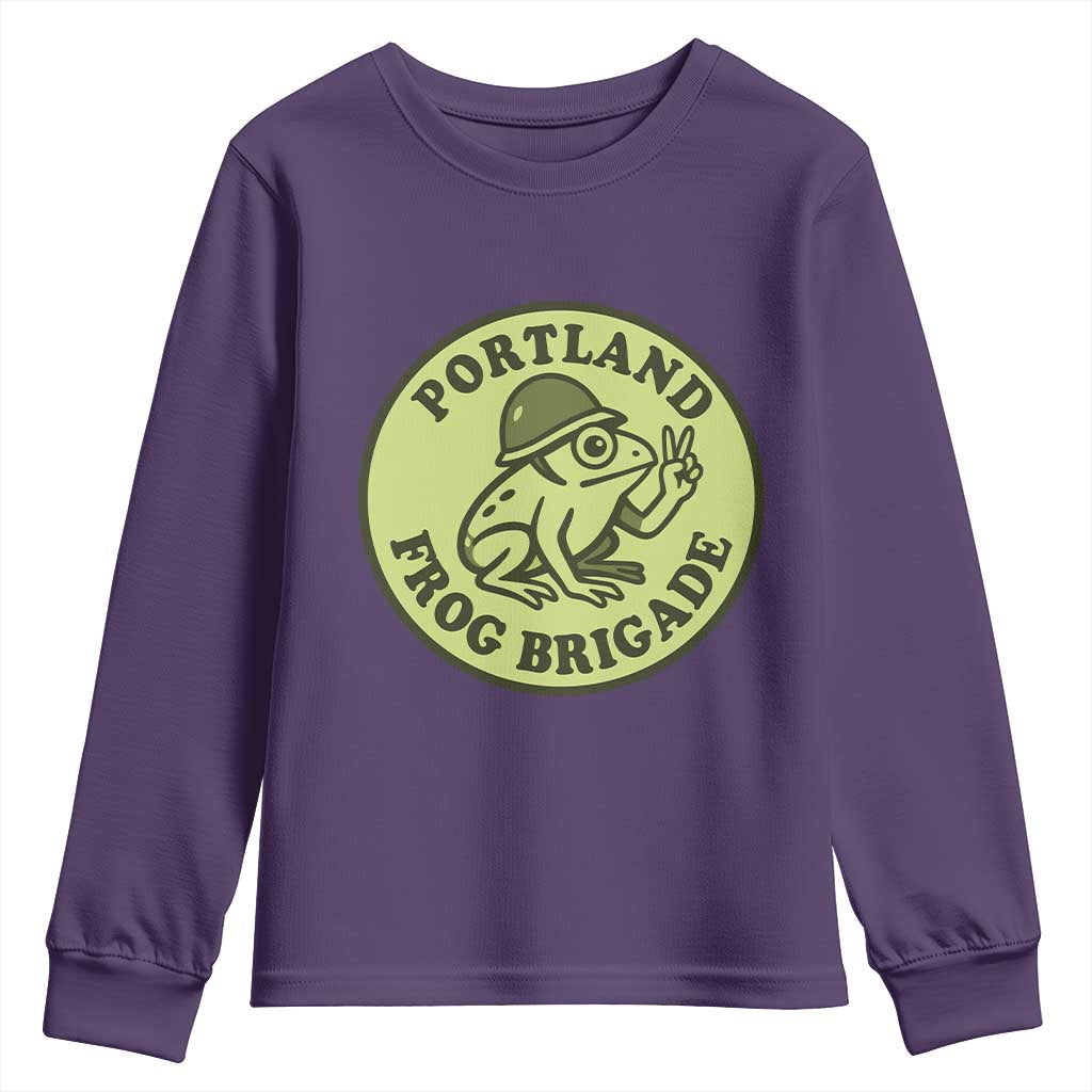 Portland Frog Brigade Youth Sweatshirt Peace Frog Protest Badge - Wonder Print Shop