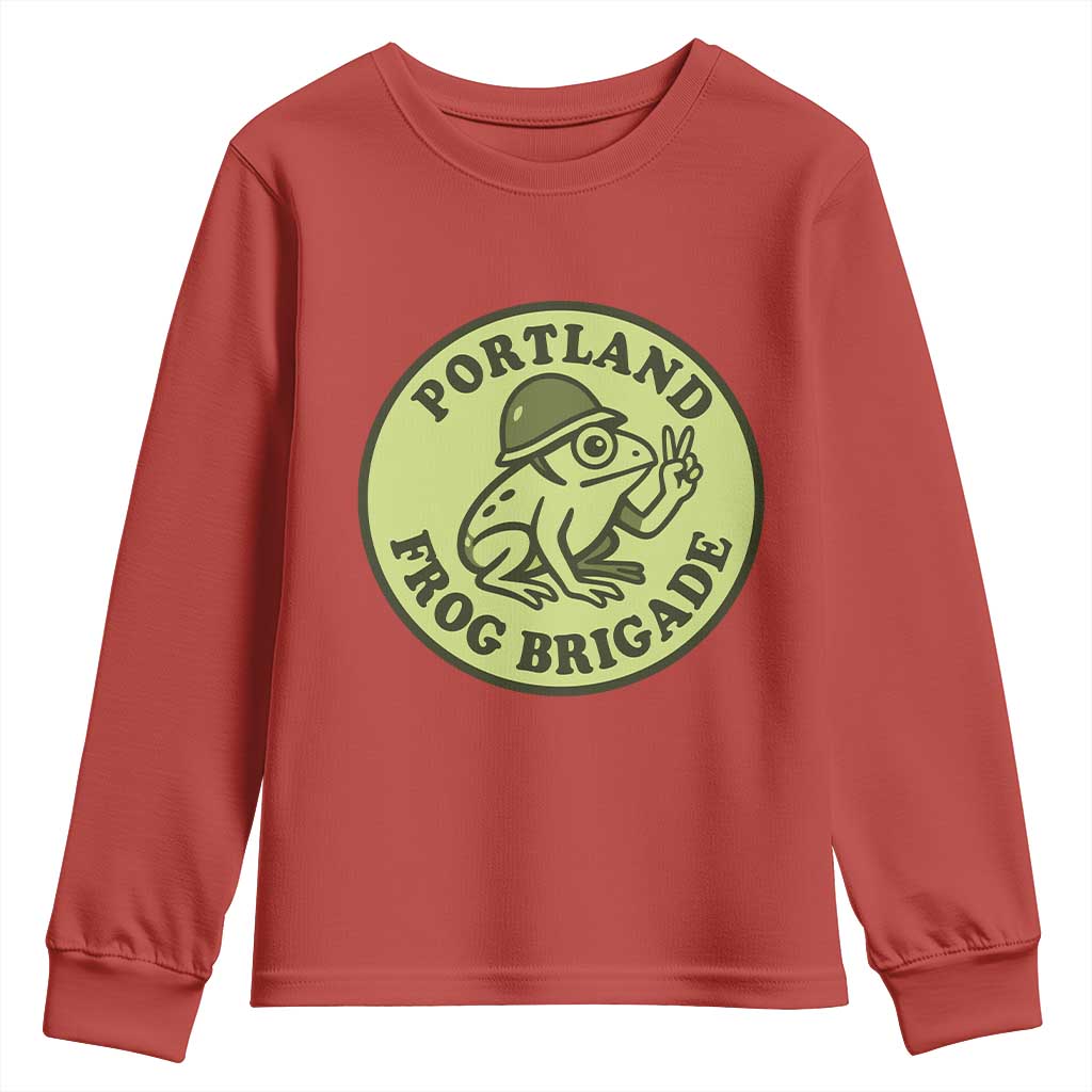 Portland Frog Brigade Youth Sweatshirt Peace Frog Protest Badge - Wonder Print Shop