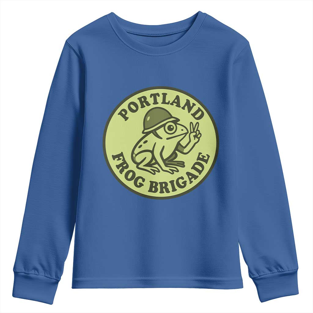 Portland Frog Brigade Youth Sweatshirt Peace Frog Protest Badge - Wonder Print Shop