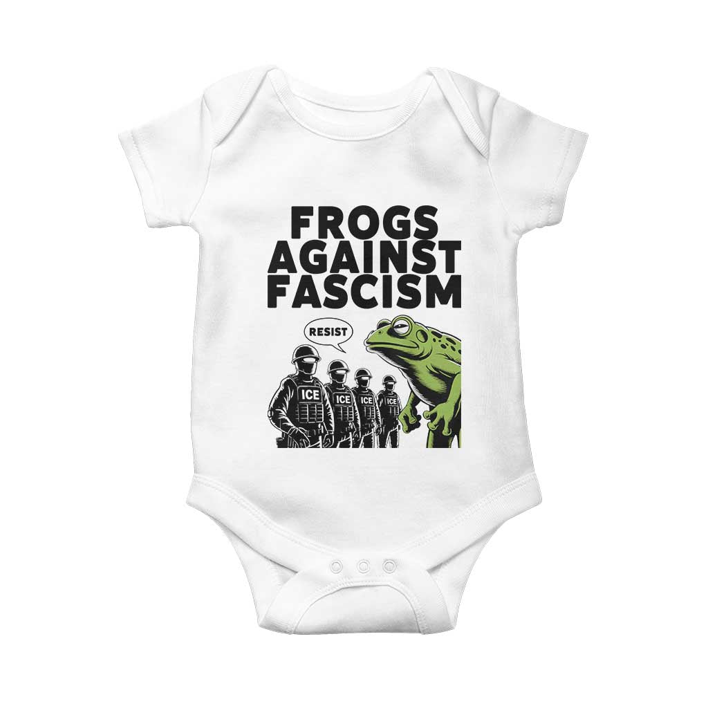 Frogs Against Fascism Baby Onesie Resist 2025 Free Portland Protest - Wonder Print Shop