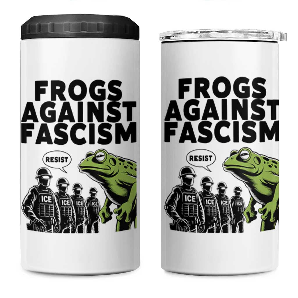 Frogs Against Fascism 4 in 1 Can Cooler Tumbler Resist 2025 Free Portland Protest - Wonder Print Shop