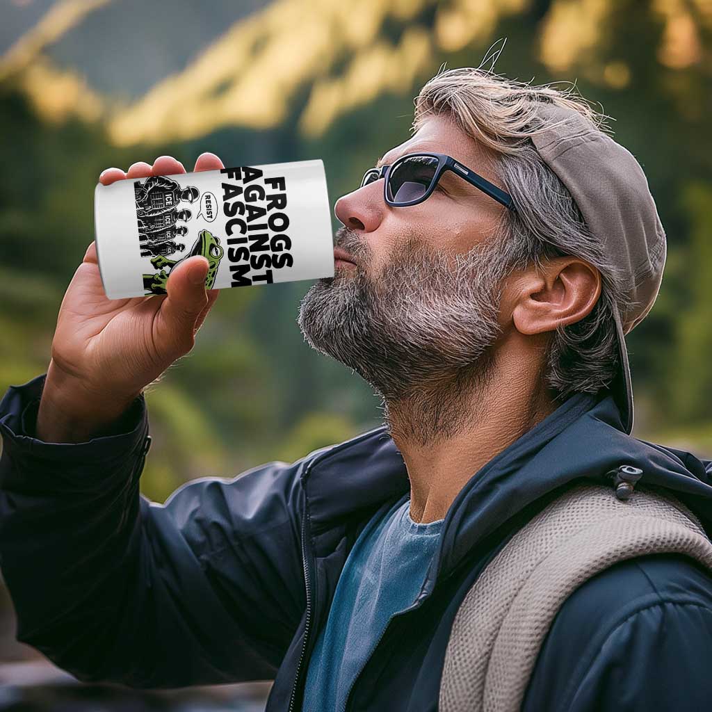 Frogs Against Fascism 4 in 1 Can Cooler Tumbler Resist 2025 Free Portland Protest - Wonder Print Shop