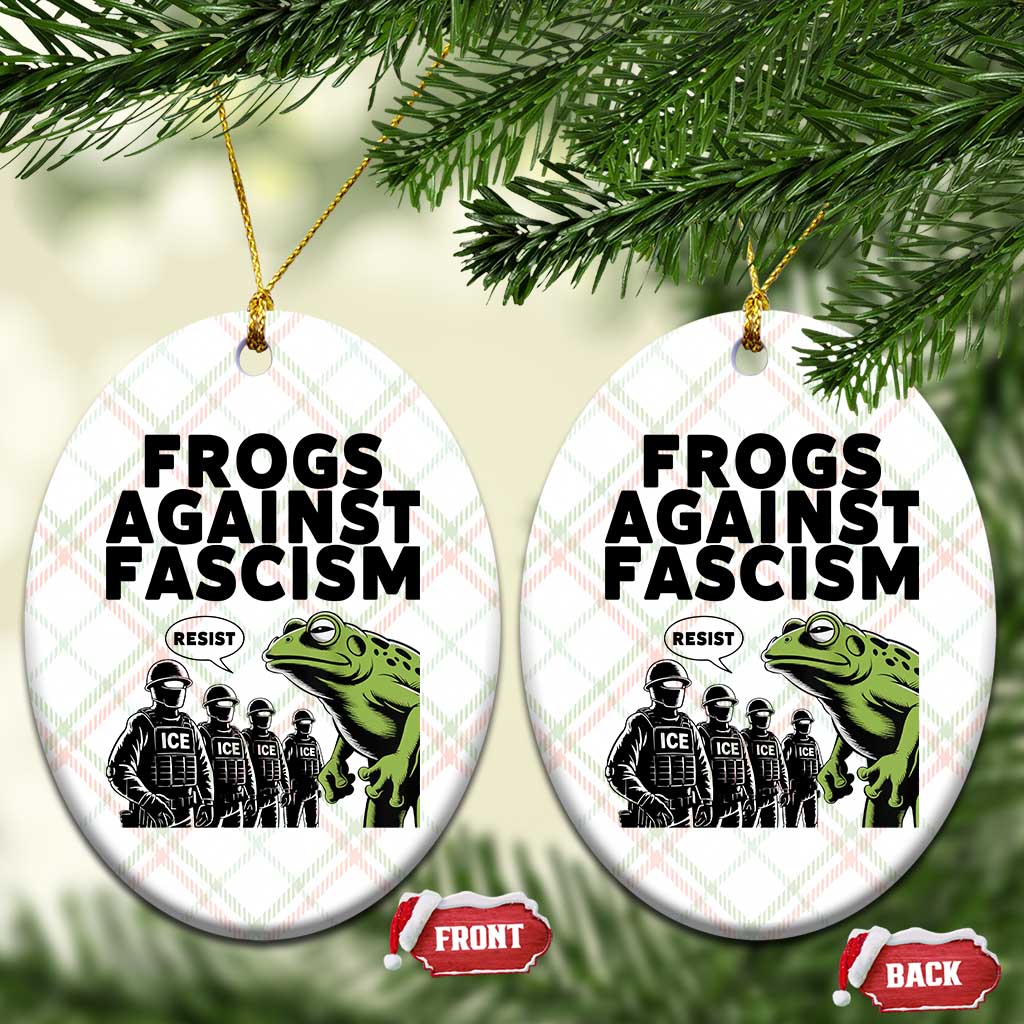 Frogs Against Fascism Ceramic Ornament Resist 2025 Free Portland Protest - Wonder Print Shop
