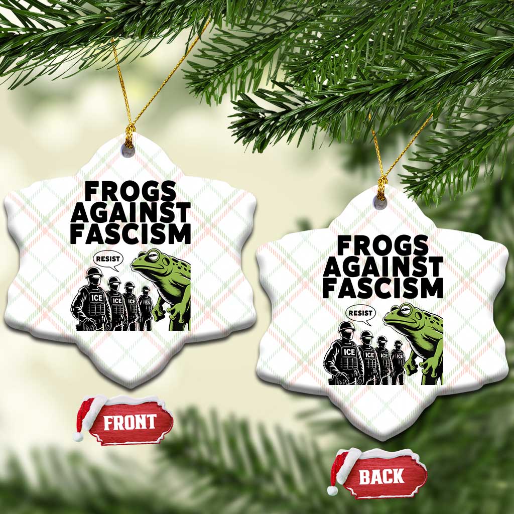 Frogs Against Fascism Ceramic Ornament Resist 2025 Free Portland Protest - Wonder Print Shop