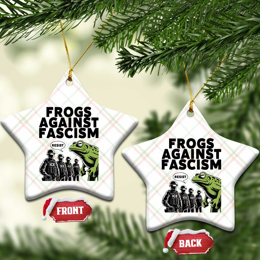 Frogs Against Fascism Ceramic Ornament Resist 2025 Free Portland Protest - Wonder Print Shop
