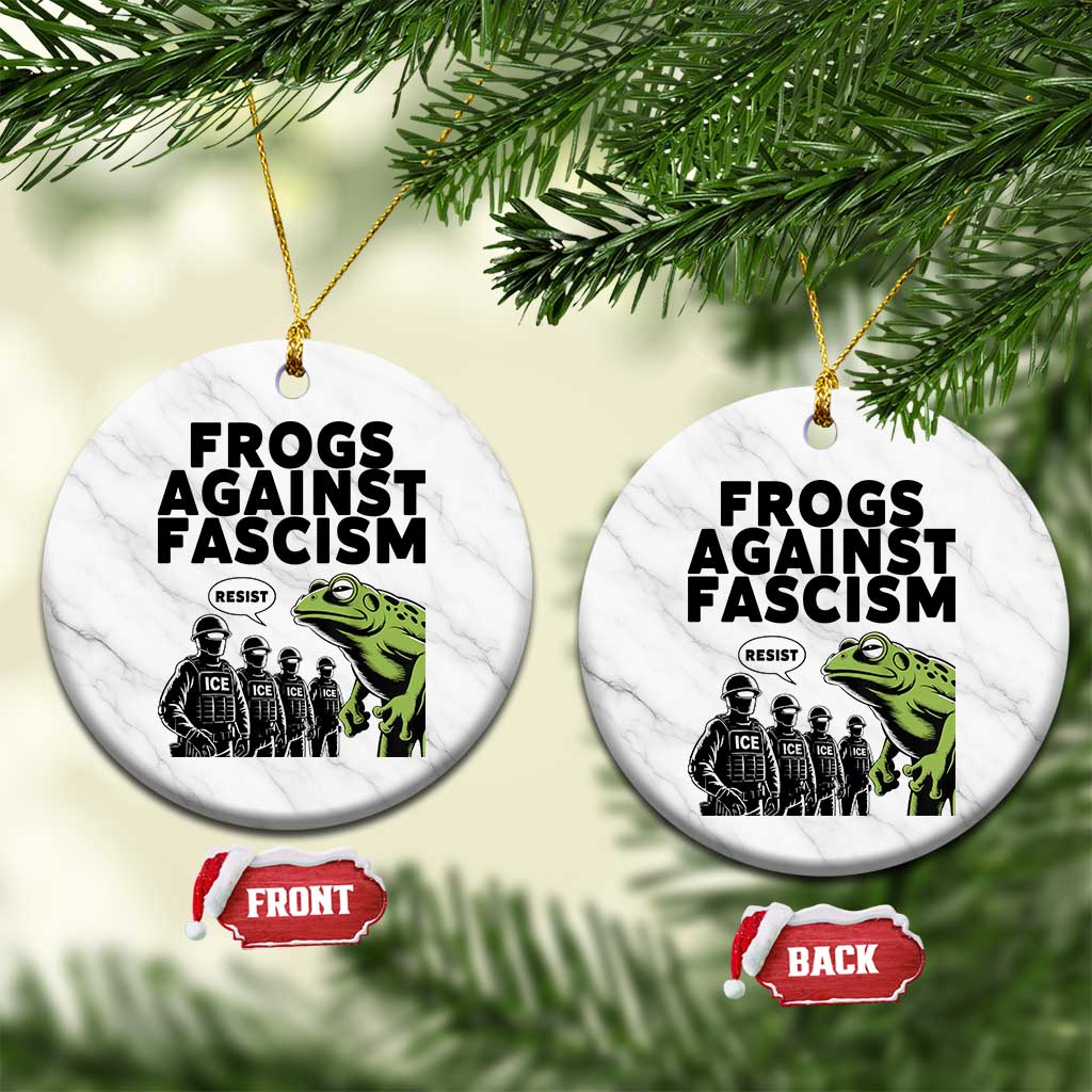 Frogs Against Fascism Ceramic Ornament Resist 2025 Free Portland Protest - Wonder Print Shop