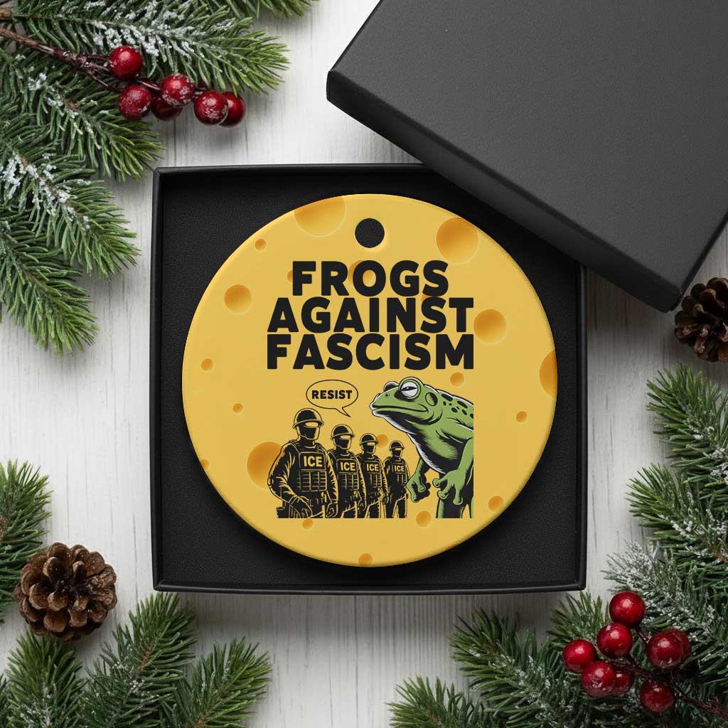 Frogs Against Fascism Ceramic Ornament Resist 2025 Free Portland Protest - Wonder Print Shop