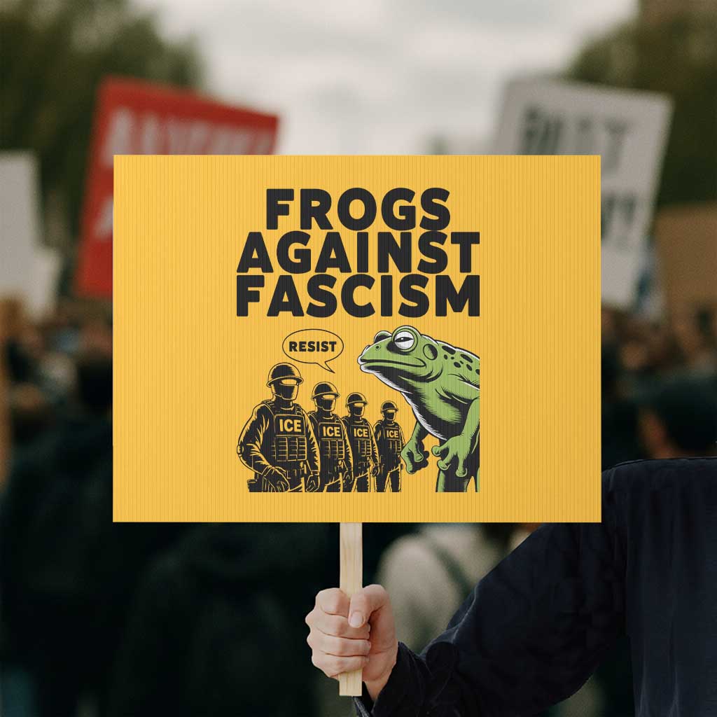 Frogs Against Fascism Protest Sign Resist 2025 Free Portland Protest - Wonder Print Shop