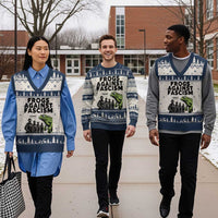 Frogs Against Fascism V-Neck Knit Sweater Vest Resist 2025 Free Portland Protest - Wonder Print Shop