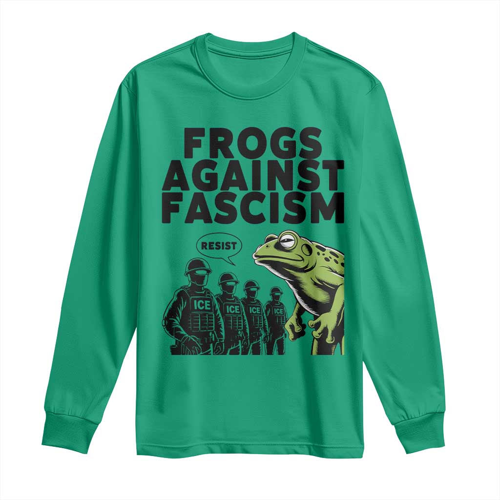 Frogs Against Fascism Long Sleeve Shirt Resist 2025 Free Portland Protest - Wonder Print Shop