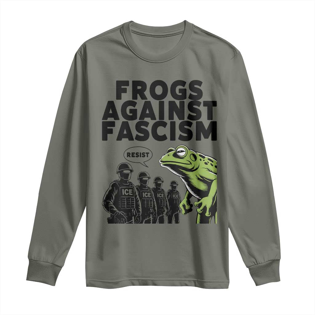 Frogs Against Fascism Long Sleeve Shirt Resist 2025 Free Portland Protest - Wonder Print Shop