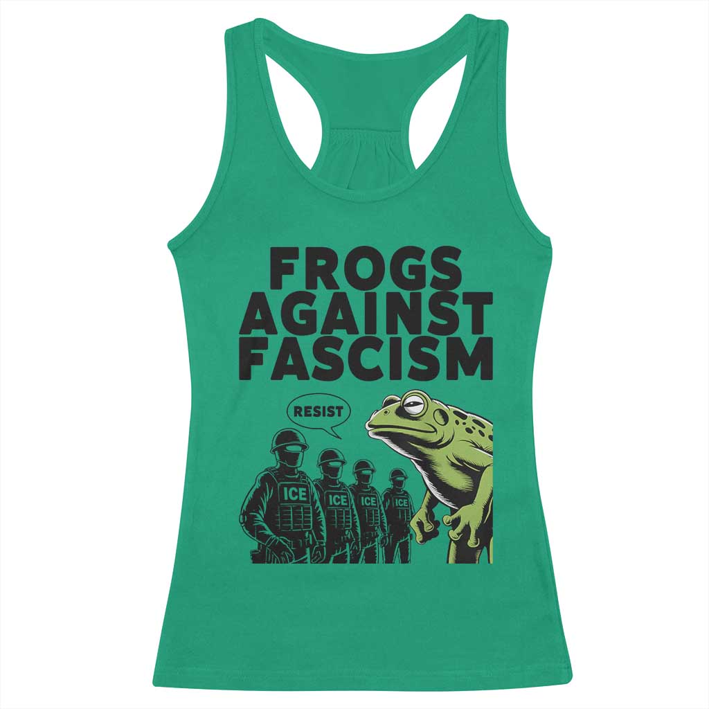 Frogs Against Fascism Racerback Tank Top Resist 2025 Free Portland Protest - Wonder Print Shop