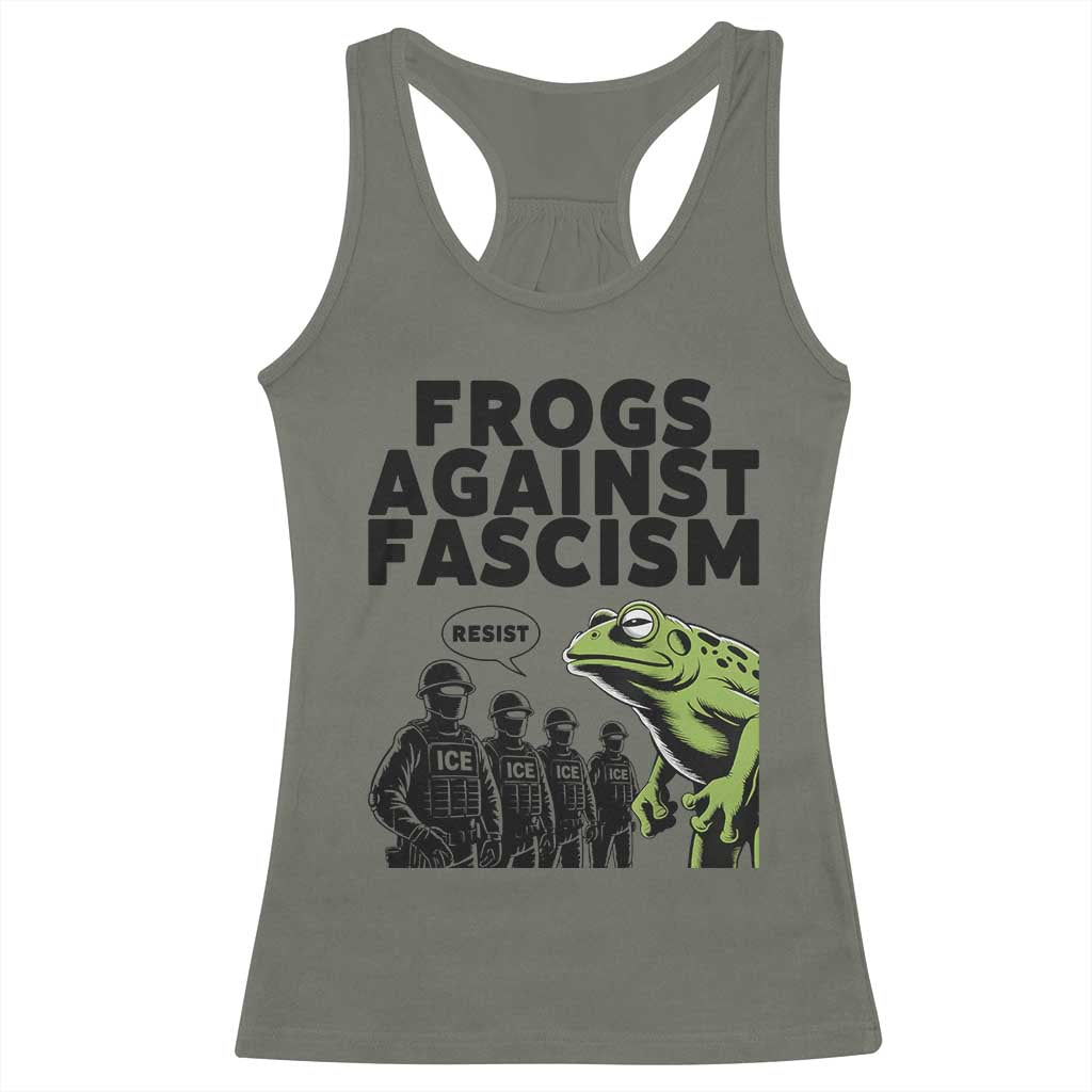 Frogs Against Fascism Racerback Tank Top Resist 2025 Free Portland Protest - Wonder Print Shop
