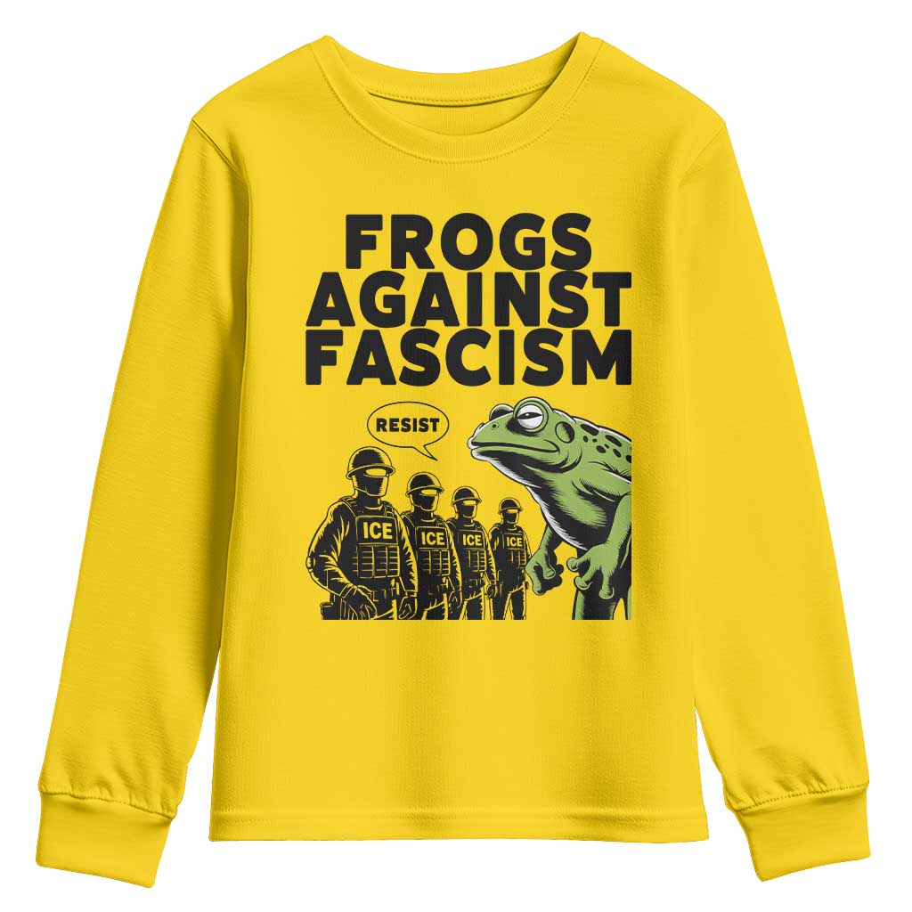 Frogs Against Fascism Youth Sweatshirt Resist 2025 Free Portland Protest - Wonder Print Shop