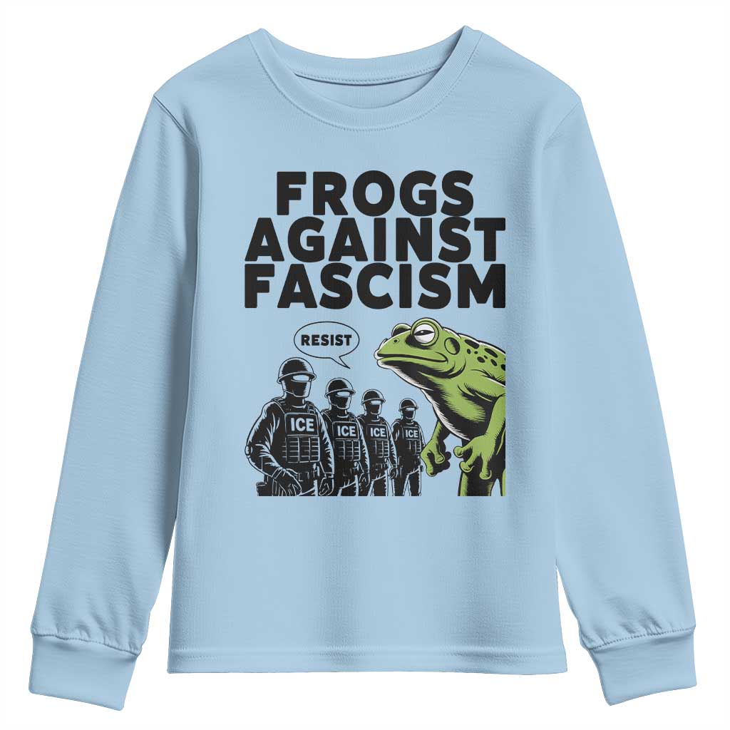 Frogs Against Fascism Youth Sweatshirt Resist 2025 Free Portland Protest - Wonder Print Shop