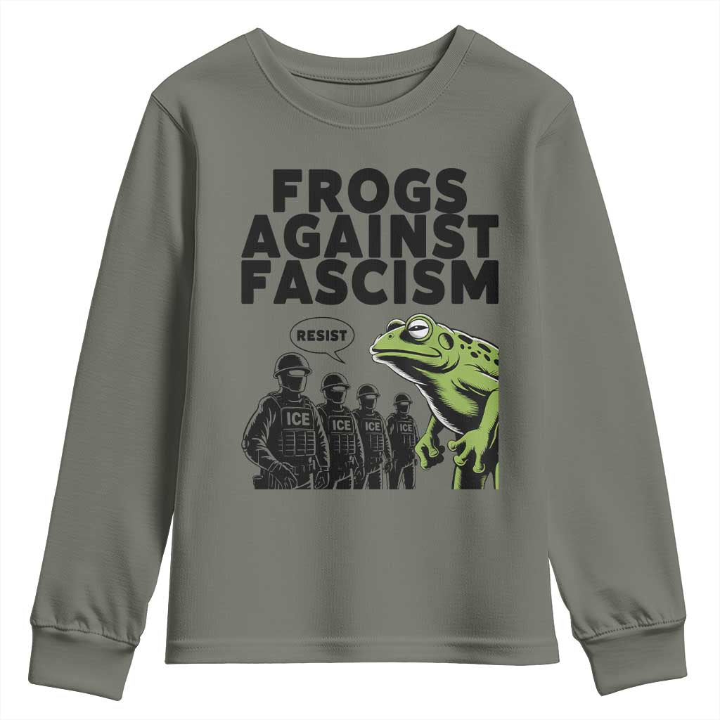 Frogs Against Fascism Youth Sweatshirt Resist 2025 Free Portland Protest - Wonder Print Shop