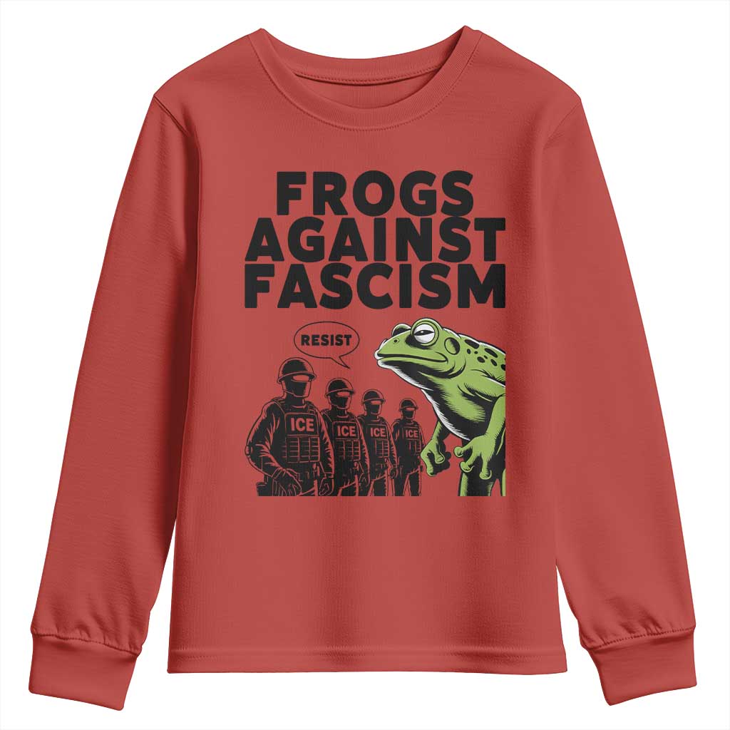 Frogs Against Fascism Youth Sweatshirt Resist 2025 Free Portland Protest - Wonder Print Shop