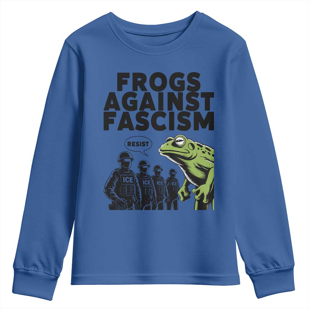 Frogs Against Fascism Youth Sweatshirt Resist 2025 Free Portland Protest - Wonder Print Shop