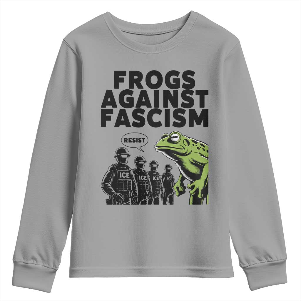 Frogs Against Fascism Youth Sweatshirt Resist 2025 Free Portland Protest - Wonder Print Shop